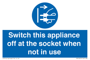 Switch this appliance off at the socket when not in use